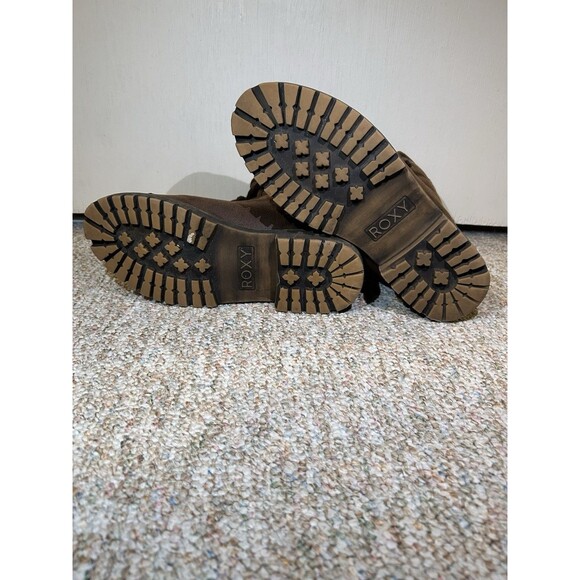 Roxy Bruna Fold Over Fuzzy Combat Boots Chocolate brown 8.5 - Picture 3 of 16